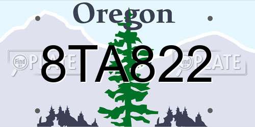 8TA822 Oregon License Plate