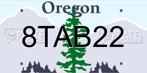 8TAB22 Oregon License Plate
