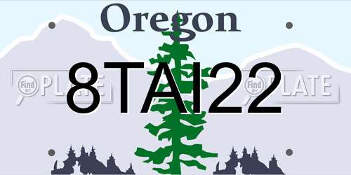 8TAI22 Oregon License Plate