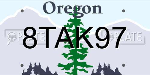 8TAK97 Oregon License Plate