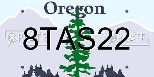 8TAS22 Oregon License Plate