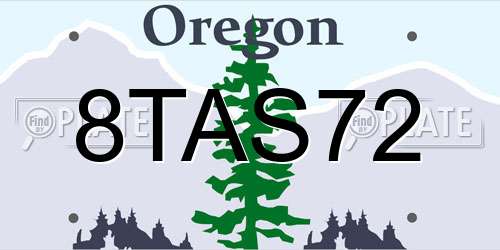 8TAS72 Oregon License Plate