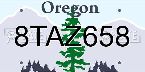 8TAZ658 Oregon License Plate
