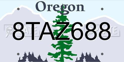 8TAZ688 Oregon License Plate