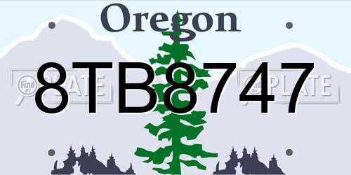 8TB8747 Oregon License Plate