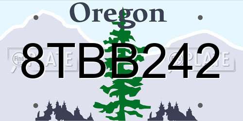 8TBB242 Oregon License Plate