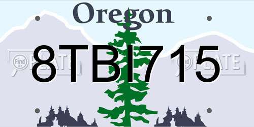 8TBI715 Oregon License Plate