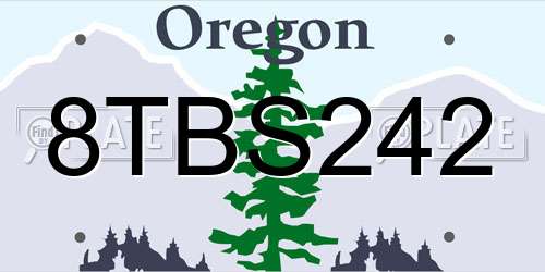 8TBS242 Oregon License Plate