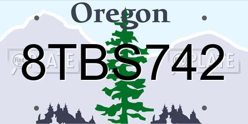8TBS742 Oregon License Plate