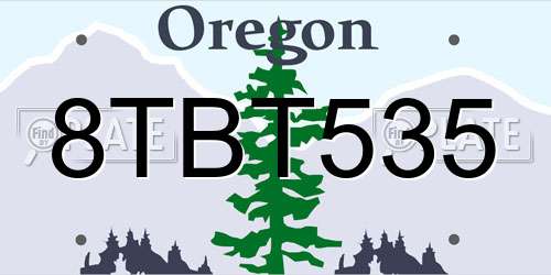8TBT535 Oregon License Plate