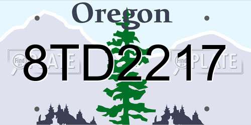 8TD2217 Oregon License Plate
