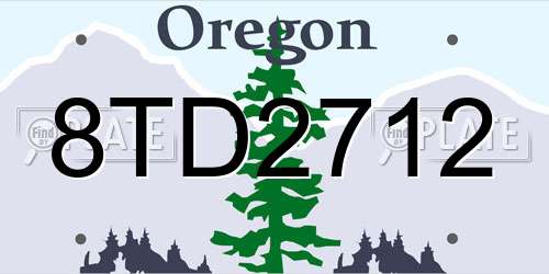 8TD2712 Oregon License Plate