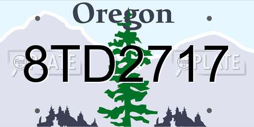 8TD2717 Oregon License Plate