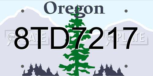 8TD7217 Oregon License Plate