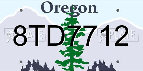 8TD7712 Oregon License Plate