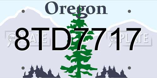 8TD7717 Oregon License Plate