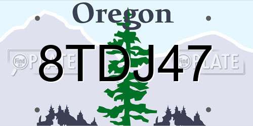 8TDJ47 Oregon License Plate