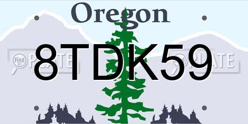 8TDK59 Oregon License Plate