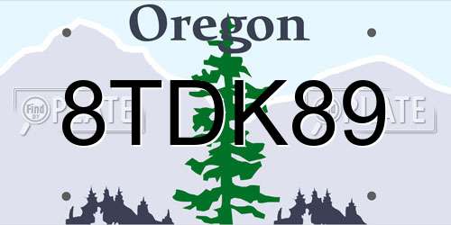 8TDK89 Oregon License Plate