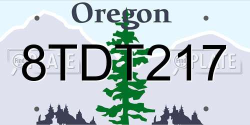 8TDT217 Oregon License Plate