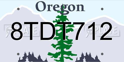 8TDT712 Oregon License Plate
