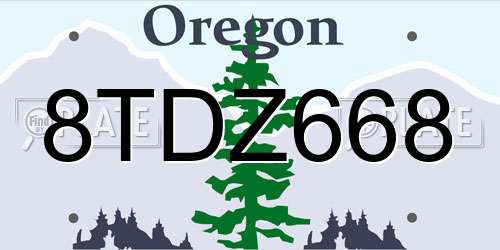 8TDZ668 Oregon License Plate