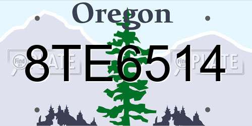 8TE6514 Oregon License Plate