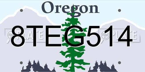 8TEG514 Oregon License Plate