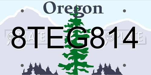 8TEG814 Oregon License Plate