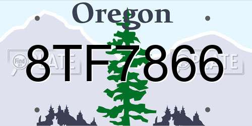 8TF7866 Oregon License Plate