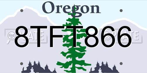8TFT866 Oregon License Plate