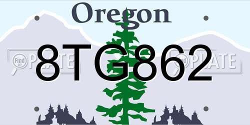 8TG862 Oregon License Plate