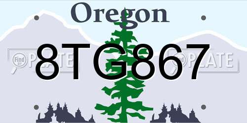 8TG867 Oregon License Plate