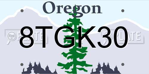 8TGK30 Oregon License Plate