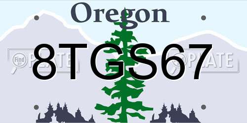 8TGS67 Oregon License Plate