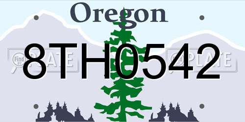 8TH0542 Oregon License Plate