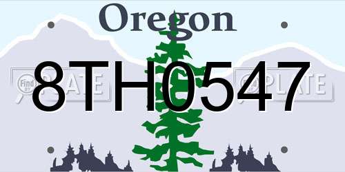 8TH0547 Oregon License Plate