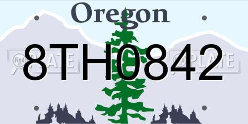 8TH0842 Oregon License Plate