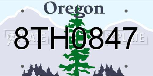 8TH0847 Oregon License Plate