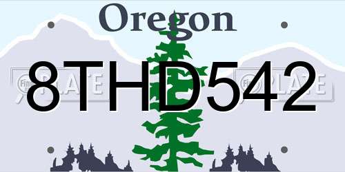 8THD542 Oregon License Plate