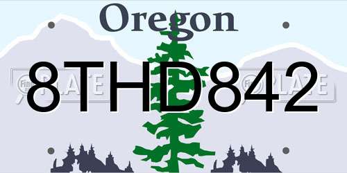 8THD842 Oregon License Plate