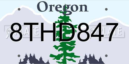 8THD847 Oregon License Plate