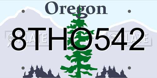 8THO542 Oregon License Plate