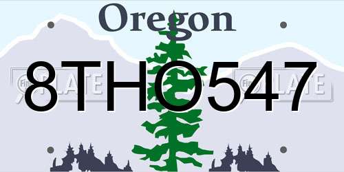 8THO547 Oregon License Plate