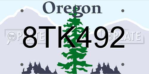 8TK492 Oregon License Plate