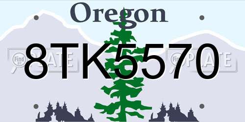 8TK5570 Oregon License Plate