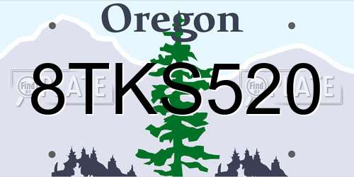 8TKS520 Oregon License Plate