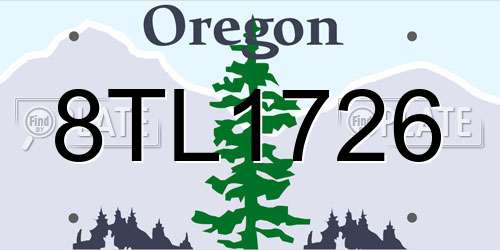 8TL1726 Oregon License Plate