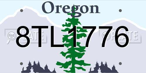 8TL1776 Oregon License Plate