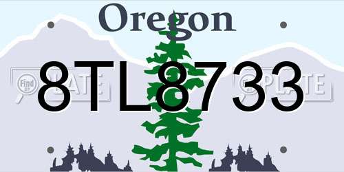 8TL8733 Oregon License Plate